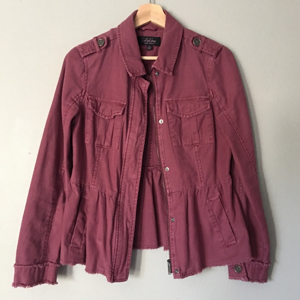 Light Burgundy CoffeeShop Peplum Jacket
